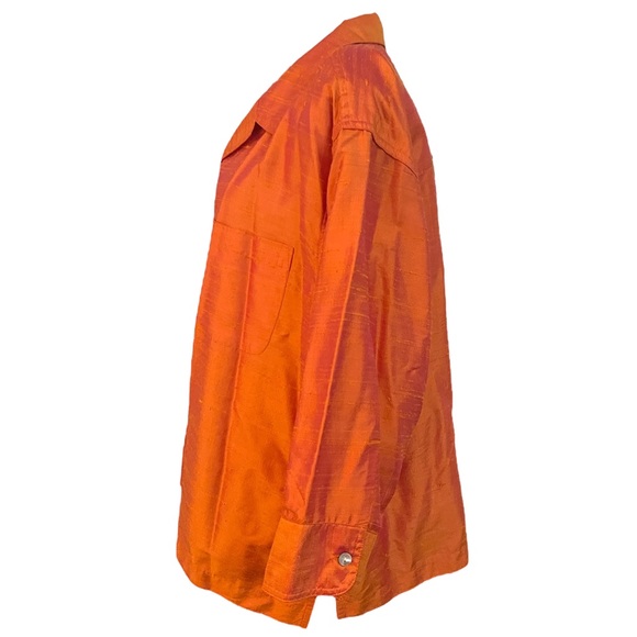 Chico’s Silk Shamtung Irridescent Jacket Top 3/4 Sleeve Notch Collar Size XL - Picture 6 of 11